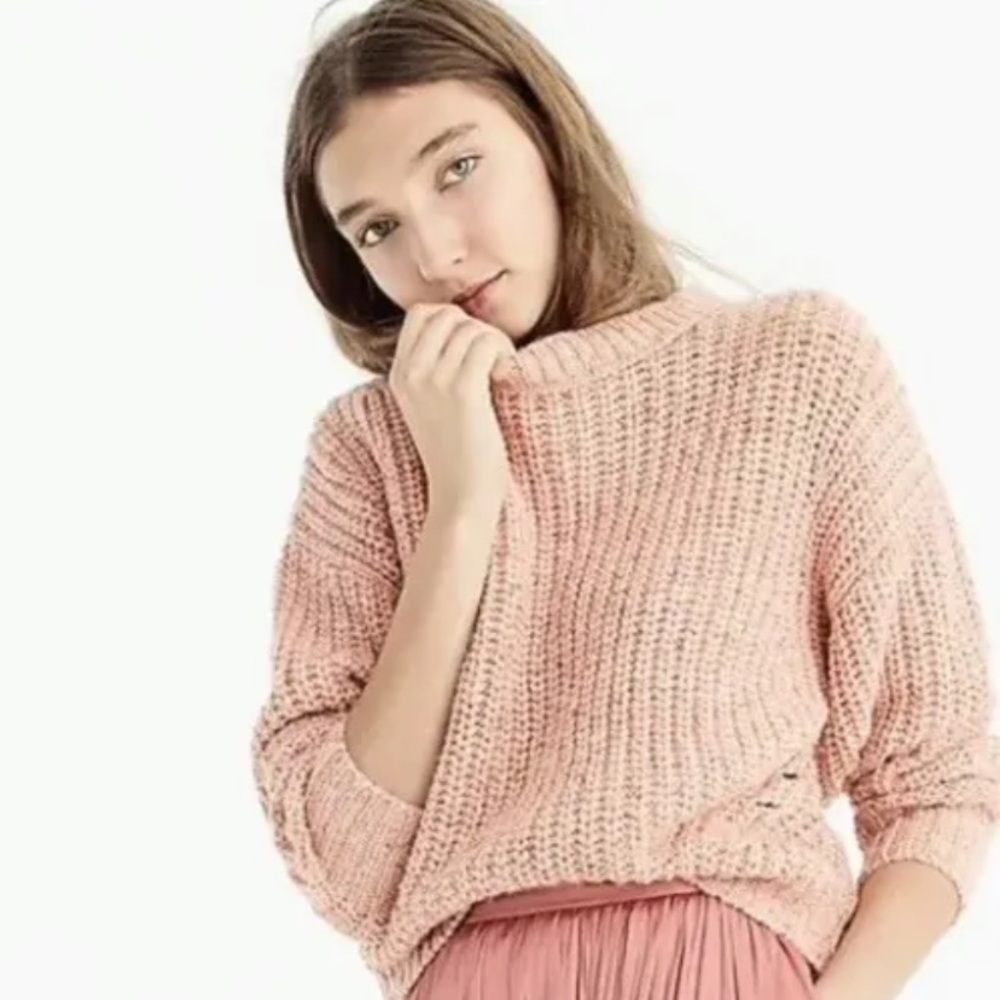 J. Crew Point Sur chunky ribbed crewneck sweater in Heather Coral XS